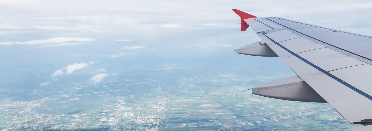 Inside view of wing of airplane